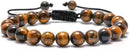 Mens Bracelet - Beaded Natural Stone 8Mm Tiger Eye Matte Agate Lava Rock Bracelets for Men Teen Boys Grandpa Dad Birthday Gifts Jewelry