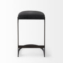 29" Black Faux Leather And Genuine Leather And Metal Backless Counter Height Bar Chair