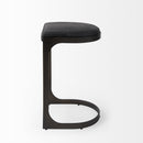 29" Black Faux Leather And Genuine Leather And Metal Backless Counter Height Bar Chair