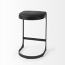 29" Black Faux Leather And Genuine Leather And Metal Backless Counter Height Bar Chair