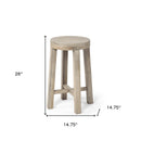 26" Brown Wood Backless Counter Height Bar Chair