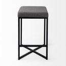 26" Gray And Black Fabric And Metal Backless Counter Height Bar Chair