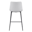 26" White And Black Faux Leather And Steel Low Back Counter Height Bar Chair