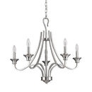 Silver Candle Style Five Light Metal Dimmable Chandelier