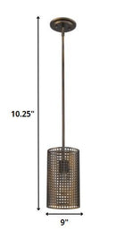 Bronze Metal Hanging Light with Mesh Shade