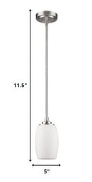 Silver Hanging Light with Frosted Glass Shade