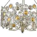 Silver Three Light Metal and Crystals Dimmable Chandelier With Silver Shades