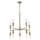 Brass Candle Style Ten Light Metal Dimmable Chandelier
