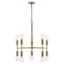 Brass Candle Style Ten Light Metal Dimmable Chandelier