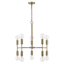 Brass Candle Style Ten Light Metal Dimmable Chandelier