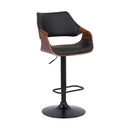 Black Fabric And Iron Adjustable Height Swivel Bar Chair
