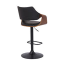Black Fabric And Iron Adjustable Height Swivel Bar Chair