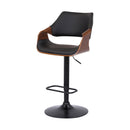 Black Fabric And Iron Adjustable Height Swivel Bar Chair