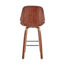 26" Brown Fabric And Wood Counter Height Swivel Bar Chair