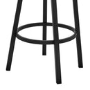 26" Black Fabric And Iron Counter Height Swivel Bar Chair