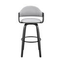 26" Gray And Black Fabric And Iron Low Back Counter Height Swivel Bar Chair