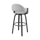 26" Gray And Black Fabric And Iron Low Back Counter Height Swivel Bar Chair