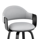 26" Gray And Black Fabric And Iron Low Back Counter Height Swivel Bar Chair