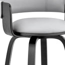 26" Gray And Black Fabric And Iron Low Back Counter Height Swivel Bar Chair