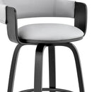 26" Gray And Black Fabric And Iron Low Back Counter Height Swivel Bar Chair