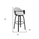 26" Gray And Black Fabric And Iron Low Back Counter Height Swivel Bar Chair