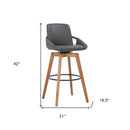 31" Gray And Black Fabric And Iron Bar Height Swivel Bar Chair