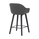 26" Gray And Black Fabric And Iron Counter Height Bar Chair