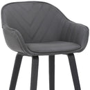 26" Gray And Black Fabric And Iron Counter Height Bar Chair