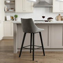 26" Gray And Black Fabric And Iron Counter Height Bar Chair