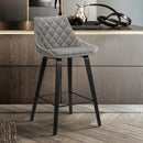 26" Gray And Black Fabric And Iron Counter Height Bar Chair