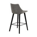 26" Gray And Black Fabric And Iron Counter Height Bar Chair