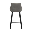 26" Gray And Black Fabric And Iron Counter Height Bar Chair