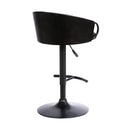 Black Faux Leather And Fabric And Iron Low Back Adjustable Height Swivel Bar Chair