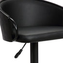 Black Faux Leather And Fabric And Iron Low Back Adjustable Height Swivel Bar Chair