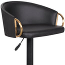 Black Fabric And Iron Low Back Adjustable Height Swivel Bar Chair