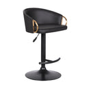Black Fabric And Iron Low Back Adjustable Height Swivel Bar Chair