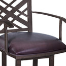 26" Brown Faux Leather And Fabric And Iron Counter Height Bar Chair