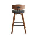 26" Gray And Brown Fabric And Iron Low Back Counter Height Bar Chair