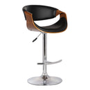 Black And Silver Fabric And Solid Wood Low Back Adjustable Height Swivel Bar Chair