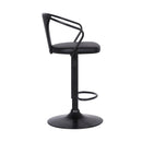 Black Fabric And Iron Low Back Adjustable Height Swivel Bar Chair