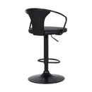 Black Fabric And Iron Low Back Adjustable Height Swivel Bar Chair