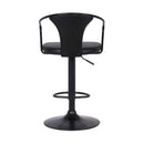 Black Fabric And Iron Low Back Adjustable Height Swivel Bar Chair