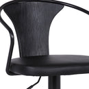 Black Fabric And Iron Low Back Adjustable Height Swivel Bar Chair