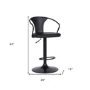 Black Fabric And Iron Low Back Adjustable Height Swivel Bar Chair