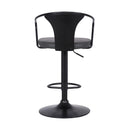 Gray And Black Fabric And Iron Low Back Adjustable Height Swivel Bar Chair