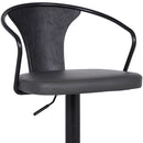 Gray And Black Fabric And Iron Low Back Adjustable Height Swivel Bar Chair
