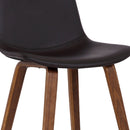 26" Brown Faux Leather And Fabric And Solid Wood Low Back Counter Height Bar Chair