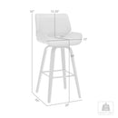 30" Brown Fabric And Solid Wood Low Back Bar Height Swivel Bar Chair