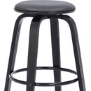 29" Gray And Black Fabric And Solid Wood Backless Bar Height Swivel Bar Chair