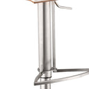 White And Silver Fabric And Faux Leather And Iron Low Back Adjustable Height Swivel Bar Chair